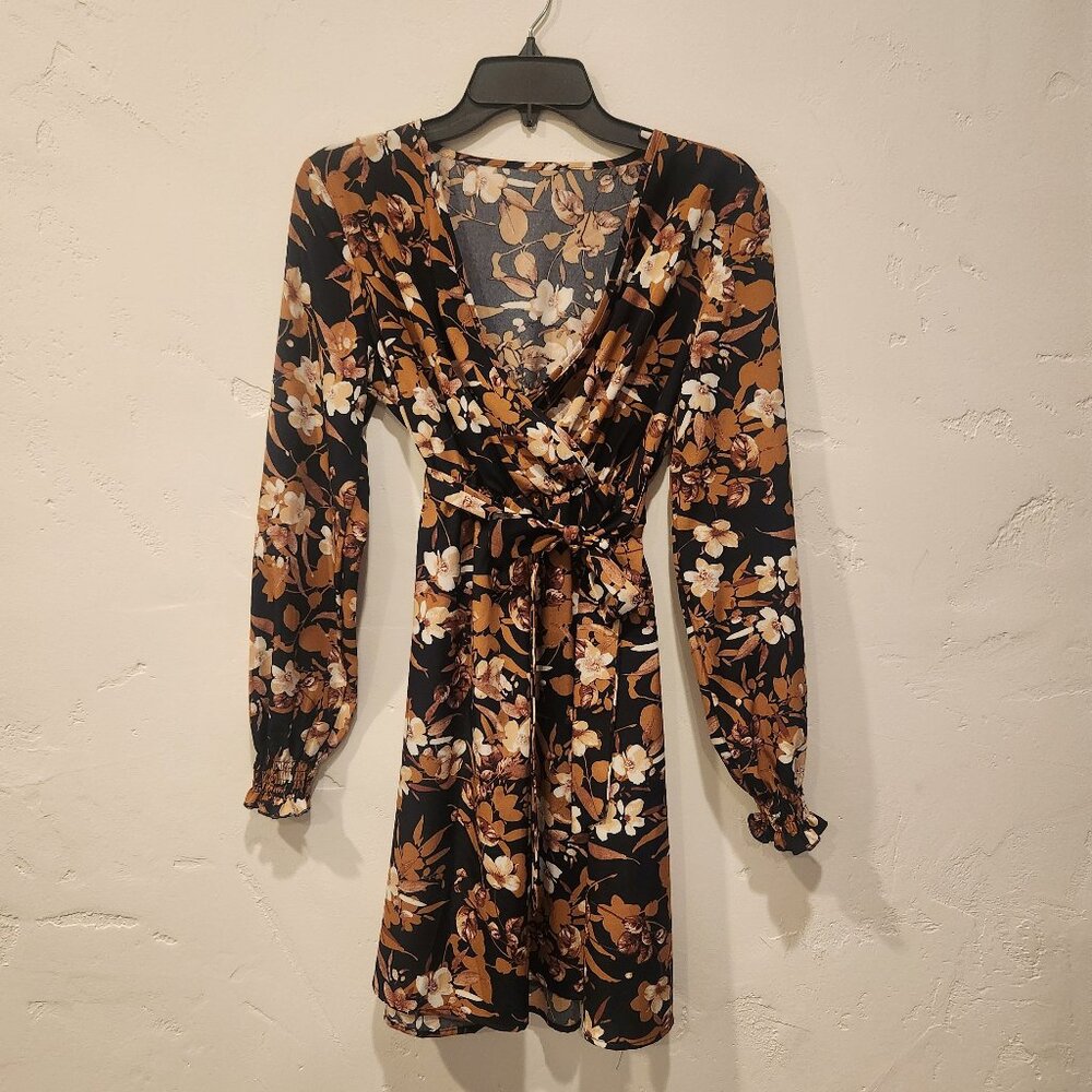 Shein, floral and leaf print dress, size S/4